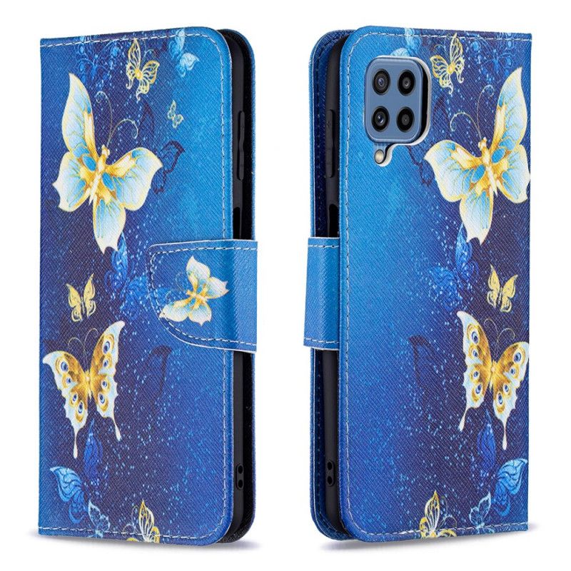 Flip Kotelot Samsung Galaxy M32 Golden Butterflies Suojakuori