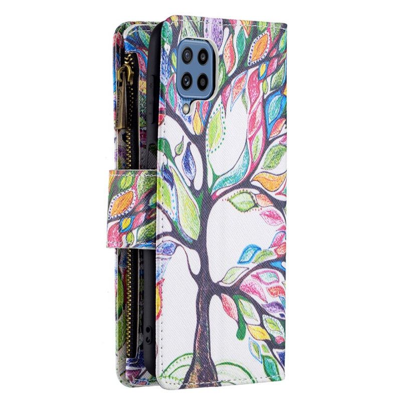 Flip Kotelot Samsung Galaxy M32 Vetoketjullinen Puutasku Suojakuori