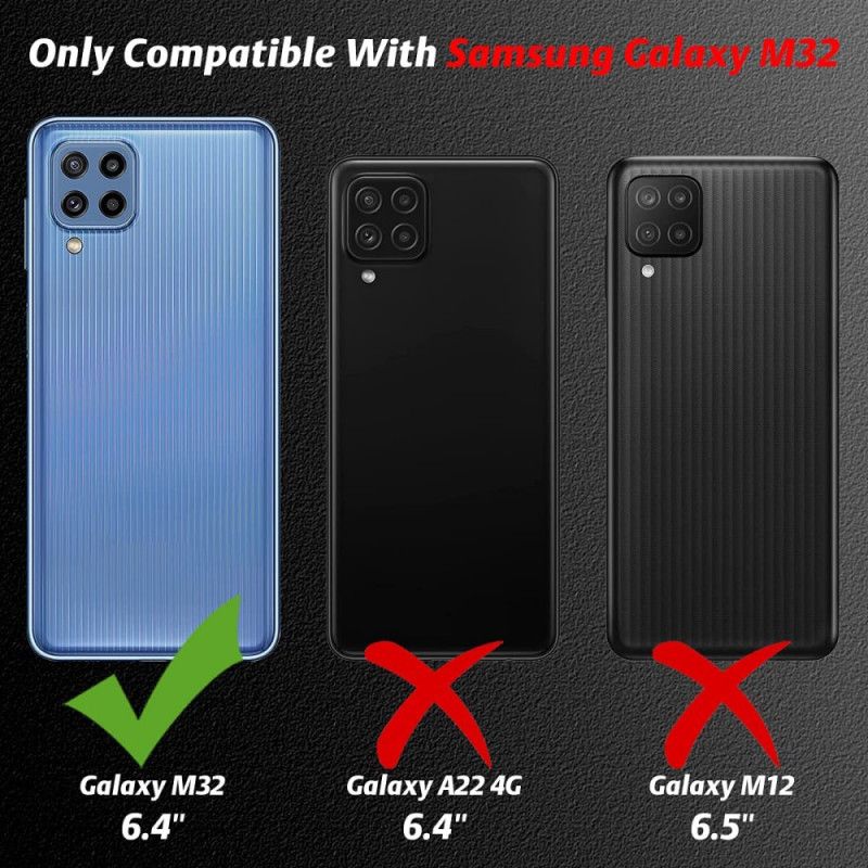 Kuori Samsung Galaxy M32 Yhdistelmäkotelo Ja Näyttö Karkaistua Lasia