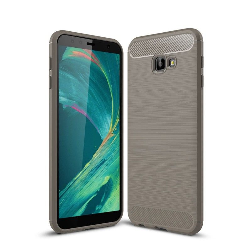 Kuori Samsung Galaxy J4 Plus Harmaa Musta Harjattu Hiilikuitu Suojakuori