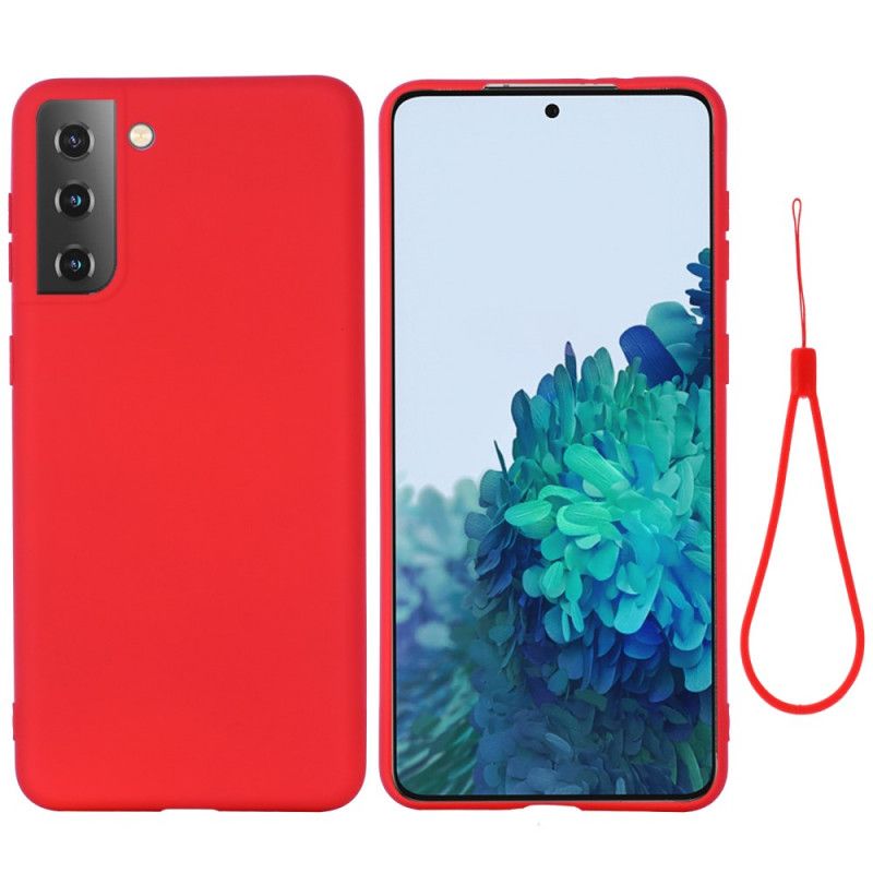 Kuori Samsung Galaxy S21 Plus 5G Punainen Musta Nestemäinen Silikonirakenne