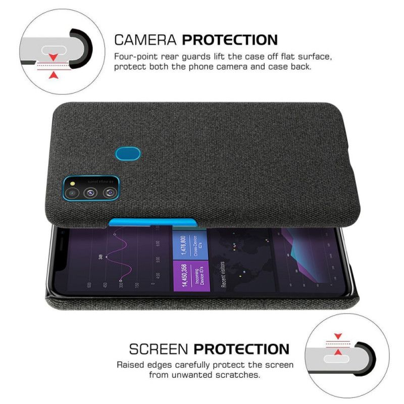Case Kuoret Samsung Galaxy M21 Harmaa Musta Puhelinkuoret Ksq-Kankaan Rakenne