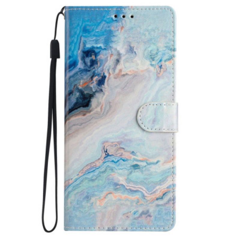 Kotelot iPhone 16 Pro Puhelinkuoret Sininen Marmori Hihnalla