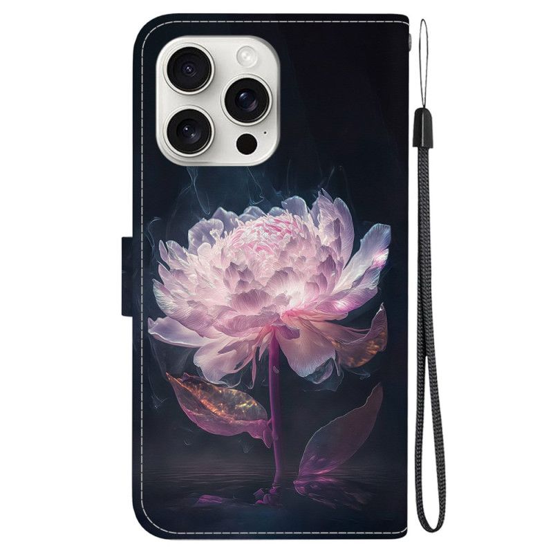 Kotelot iPhone 16 Pro Violetti Pioni Hihnalla