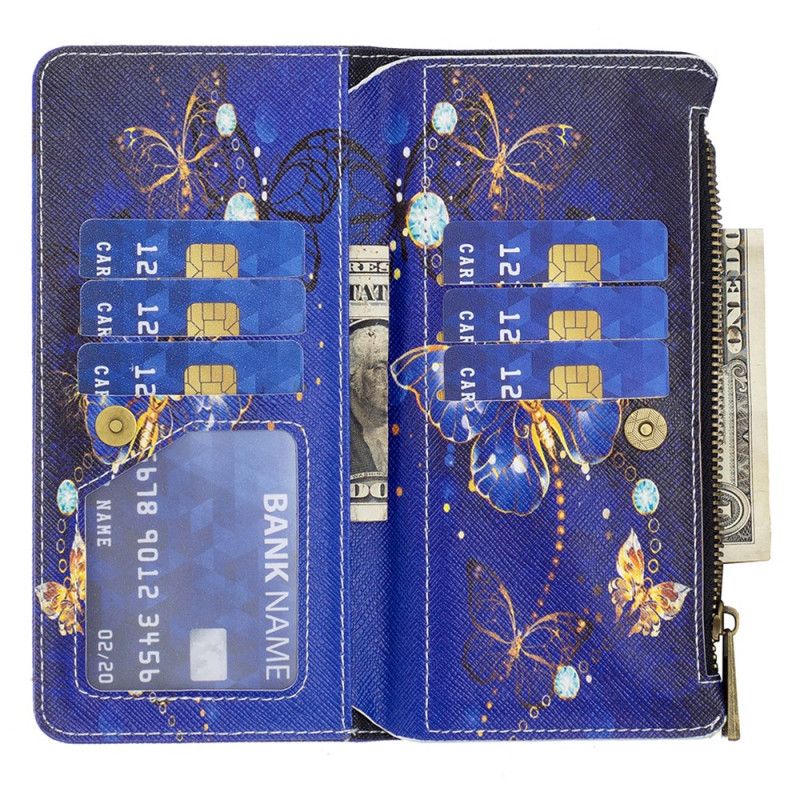 Kuoret iPhone 16 Pro Purple Butterflies -lompakko