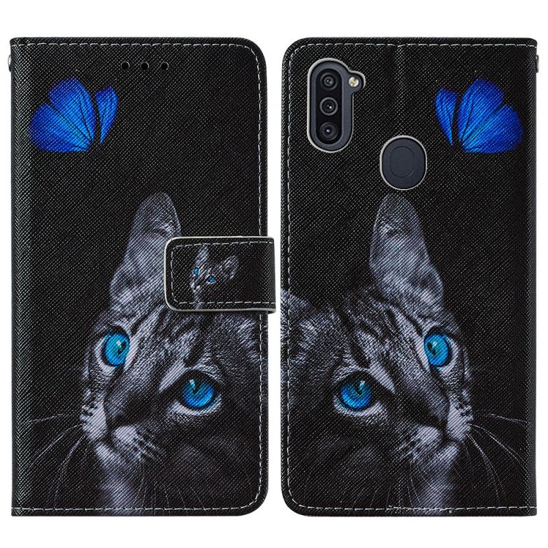 Suojakuori Samsung Galaxy M11 Puhelinkuoret Kissa Ja Sininen Perhonen