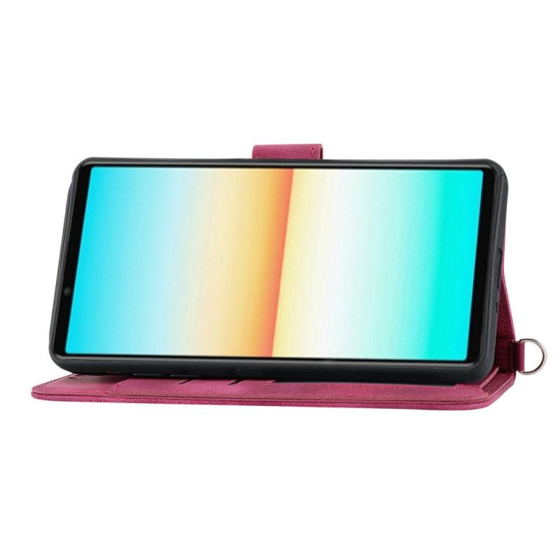 Kotelot Sony Xperia 1 Vii Mokkanahkainen Pitsikuvio Suojakuori