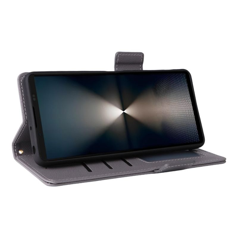 Nahkakotelo Sony Xperia 1 Vii Litsikuvio Hihnalla