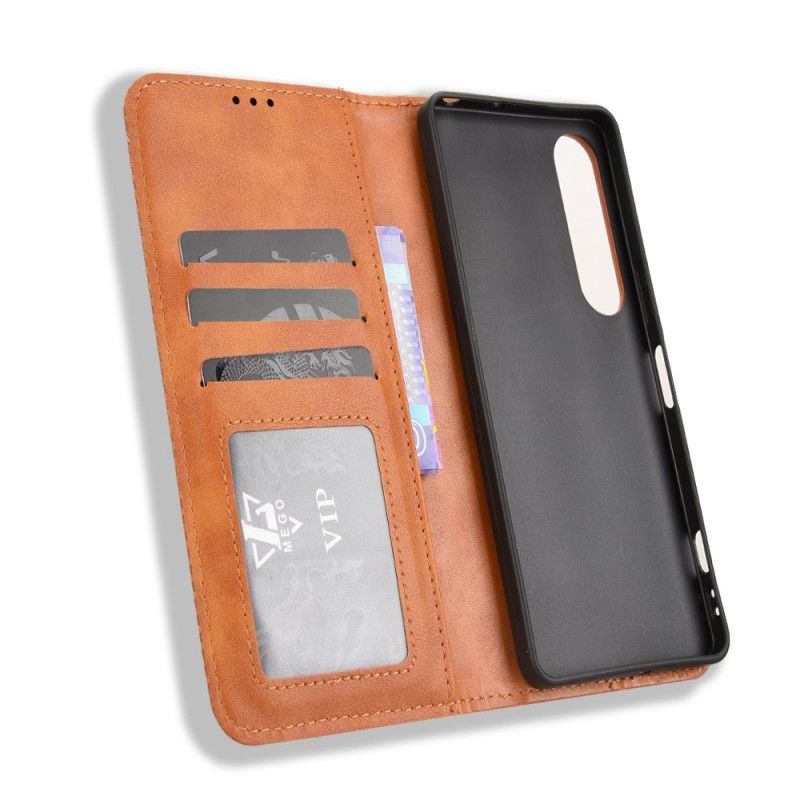 Nahkakotelo Sony Xperia 1 Vii Vintage-reunus