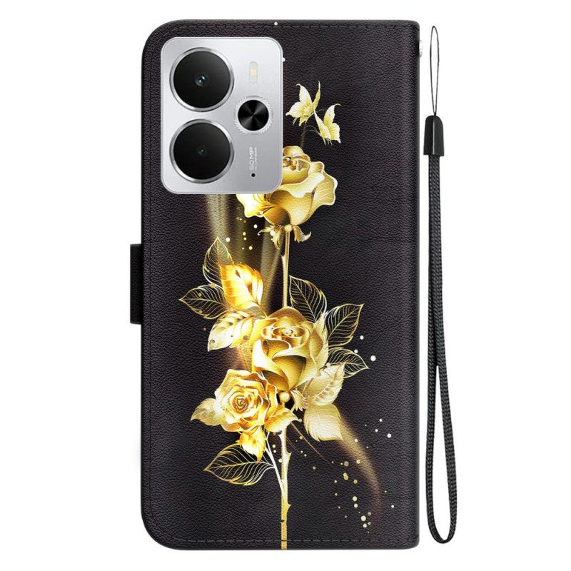 Kuoret Realme 14 5g Kultaisia Ja Vaaleanpunaisia Perhosia