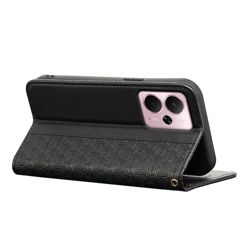 Nahkakotelo Realme 14 5g Puhelinkuoret Ruutureunus Ja Hihna