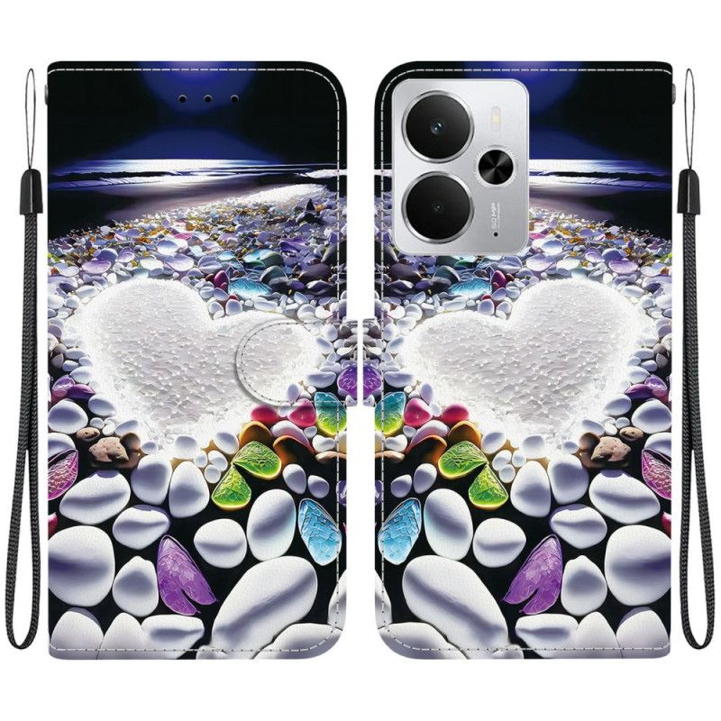 Nahkakotelo Realme 14 5g Sydänkuvio