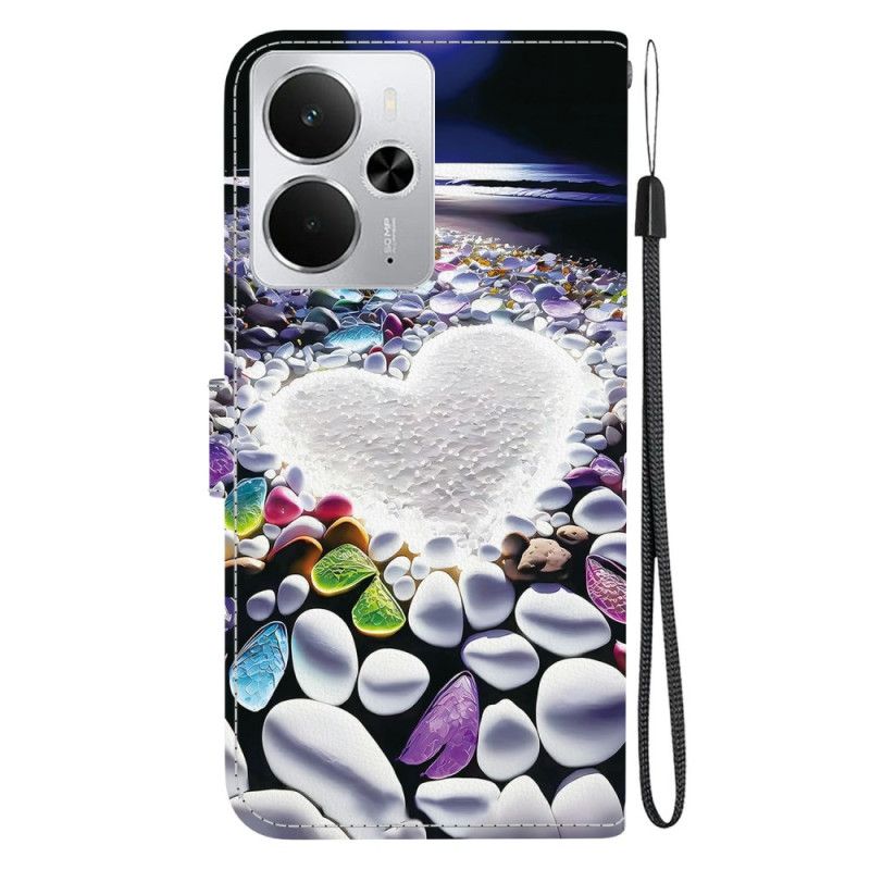 Nahkakotelo Realme 14 5g Sydänkuvio