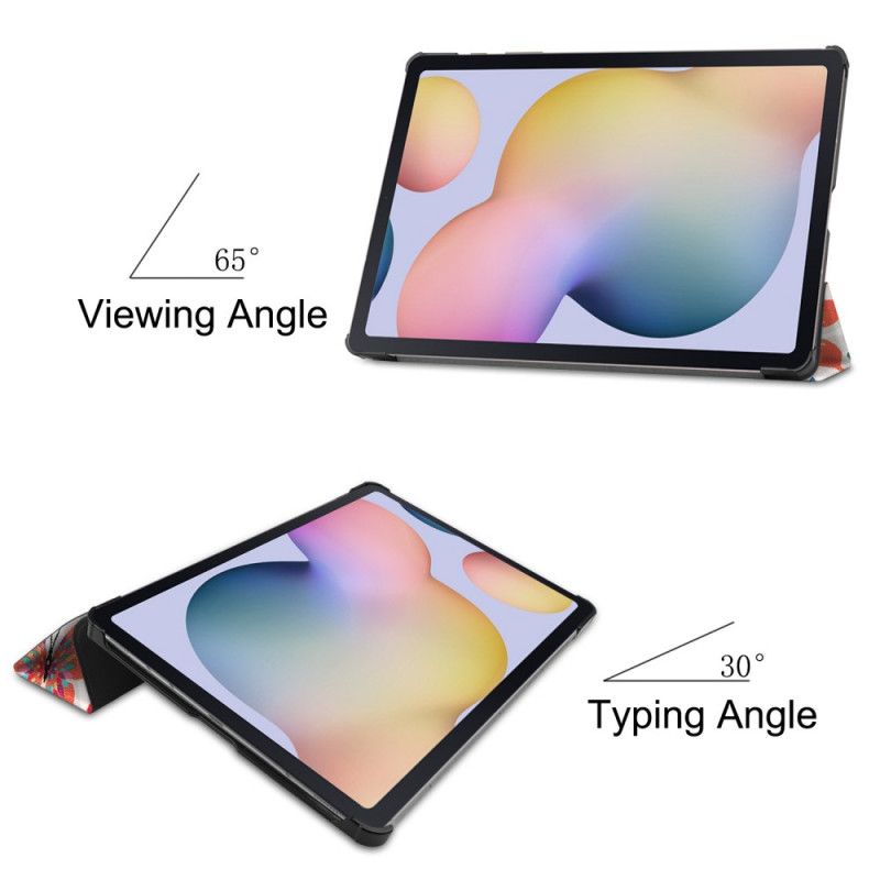 Älykäs Kotelo Samsung Galaxy Tab S7 Plus Vahvistettuja Perhosia Ja Kukkia