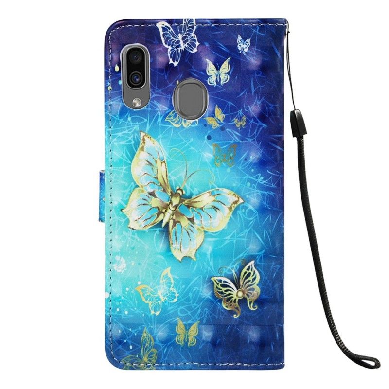 Kotelot Samsung Galaxy A30 Kultaiset Remmi-Perhoset