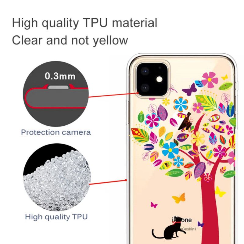 Case Kuoret iPhone 11 Puhelinkuoret Kissa Värillisen Puun Alla