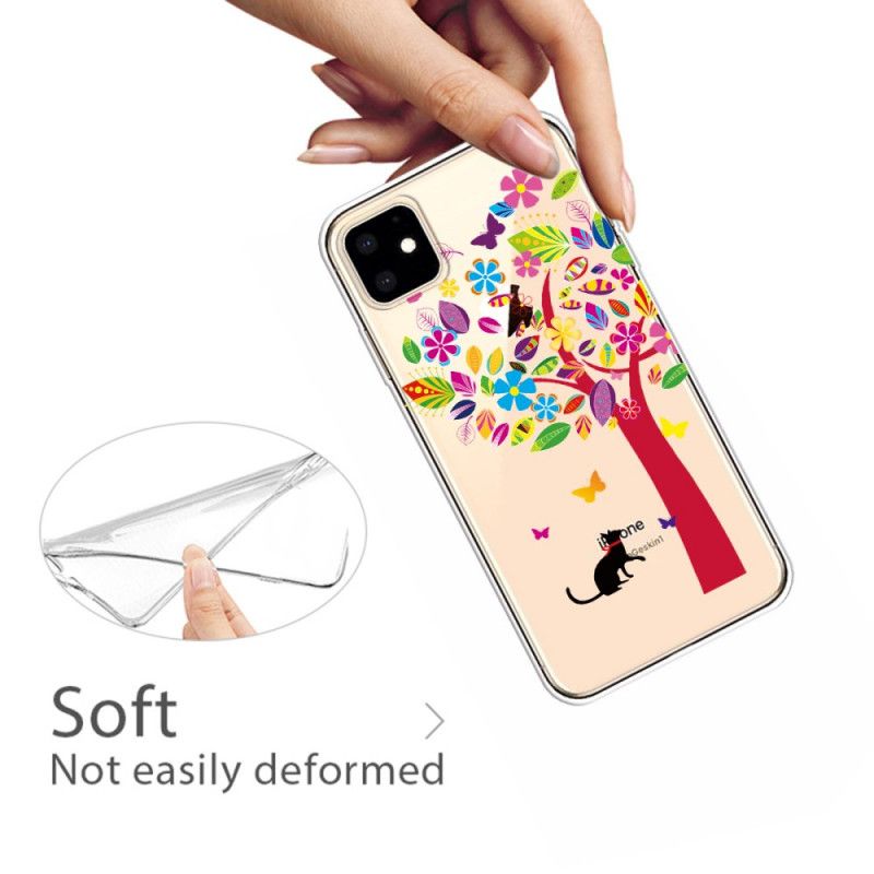 Case Kuoret iPhone 11 Puhelinkuoret Kissa Värillisen Puun Alla