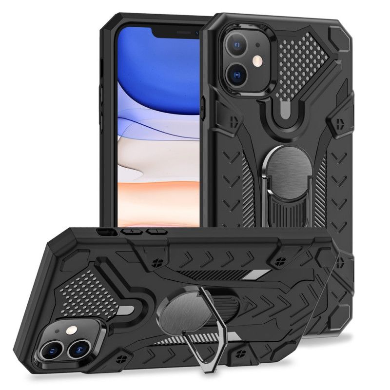 Kuori iPhone 11 Harmaa Musta Panssari Tukirenkaalla