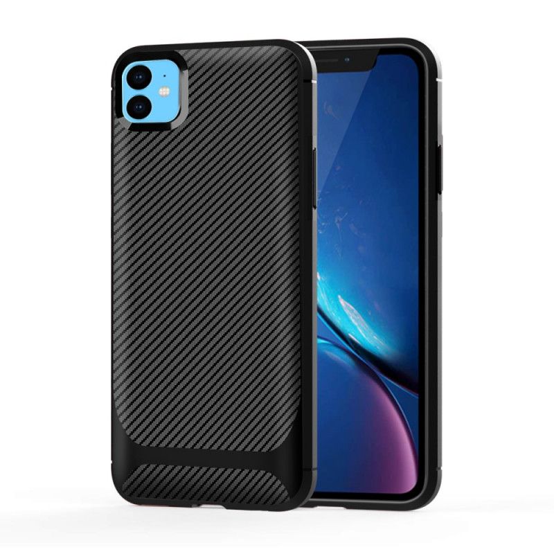 Kuori iPhone 11 Punainen Musta Taipuisa Hiilikuitu