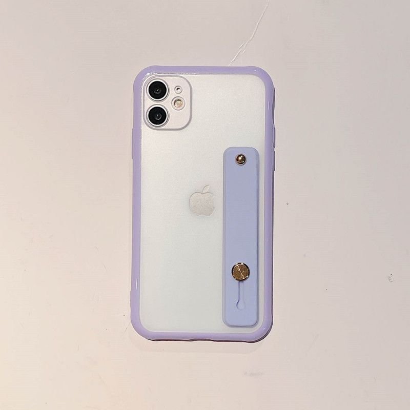 Kuori iPhone 11 Valkoinen Musta Hybridi Tukihihnalla