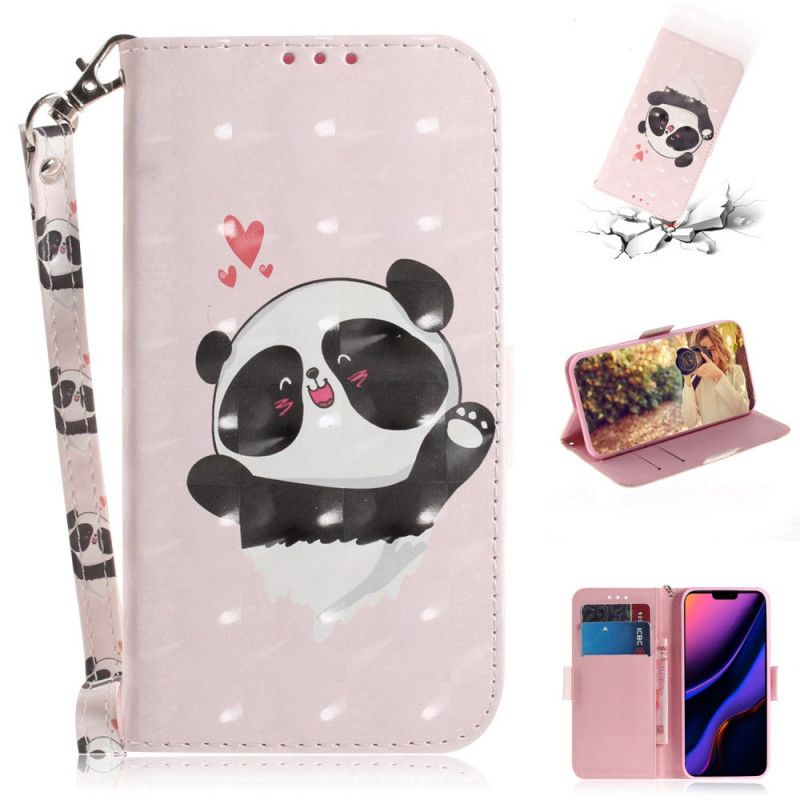 Nahkakotelo iPhone 11 Puhelinkuoret Pandan Rakkaus Remmi