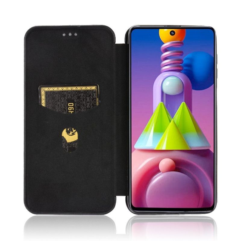 Flip Kotelot Samsung Galaxy M51 Vihreä Musta Hiilikuitu Suojakuori