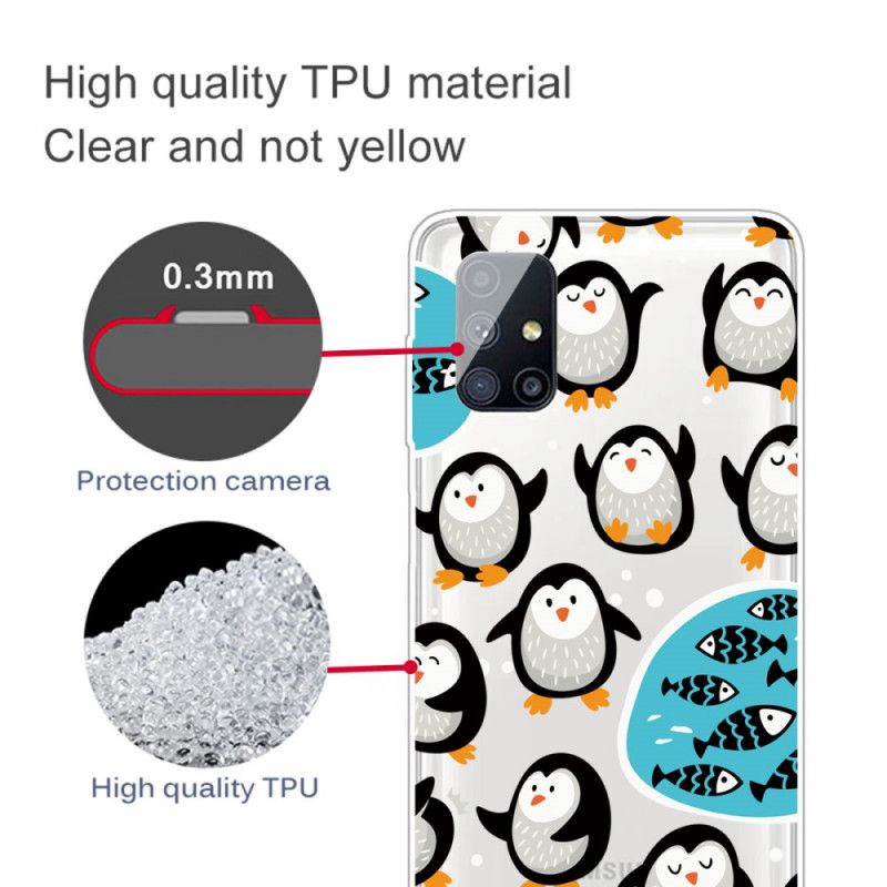 Kuori Samsung Galaxy M51 Pingviinit Ja Kalat Suojakuori