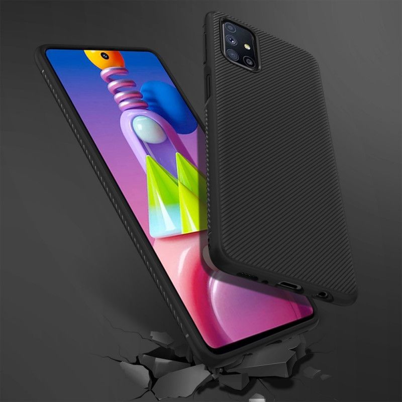 Kuori Samsung Galaxy M51 Tummansininen Musta Jazz-Sarja Twill Suojakuori