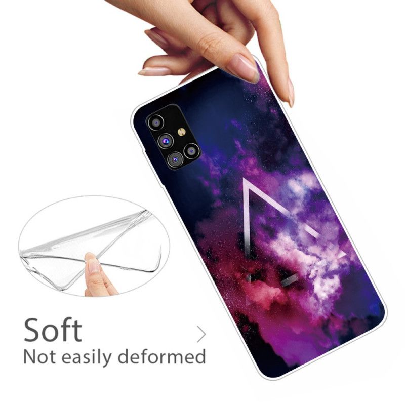 Kuori Samsung Galaxy M51 Vaaleanpunainen Harmaa Joustava Geometria