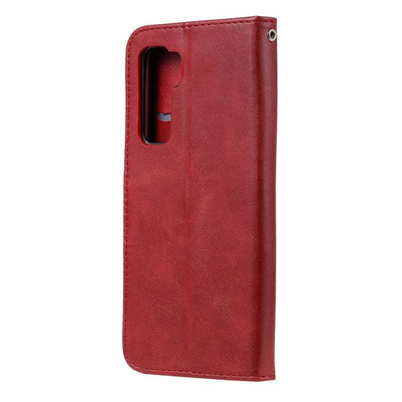 Nahkakotelo Huawei P40 Lite 5G Punainen Musta Puhelinkuoret Vintage Kolikkokukko
