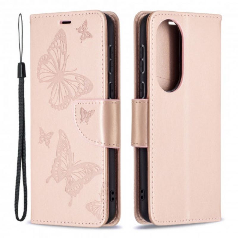 Flip Kotelot Huawei P50 Perhoset Ja Vino Läppä