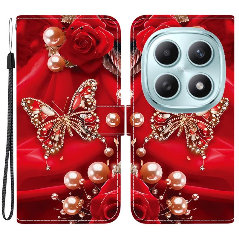 Kotelot Xiaomi Redmi Note 15 5g Helmiäispinkki Perhonen