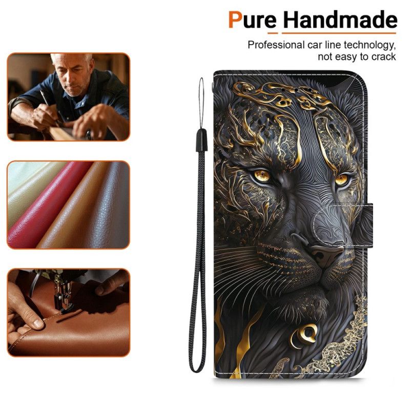 Nahkakotelo Xiaomi Redmi Note 15 5g Leijona Ja Kulta