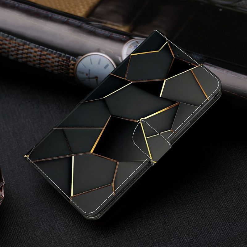 Nahkakotelo Xiaomi Redmi Note 15 5g Musta-kultakuvio