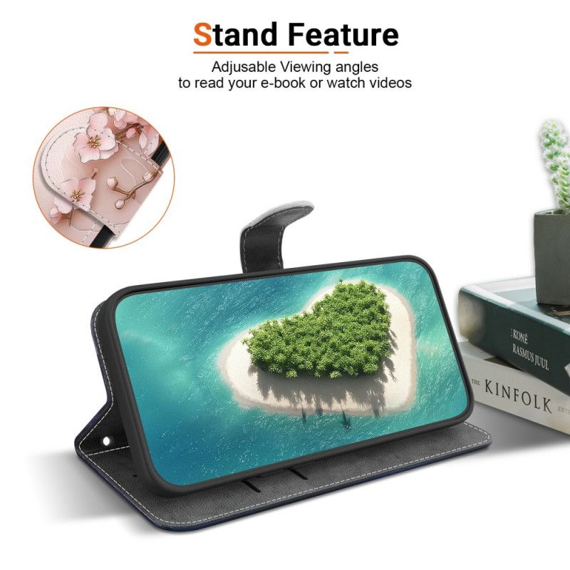 Nahkakotelo Xiaomi Redmi Note 15 5g Vaaleanpunaiset Perhoset