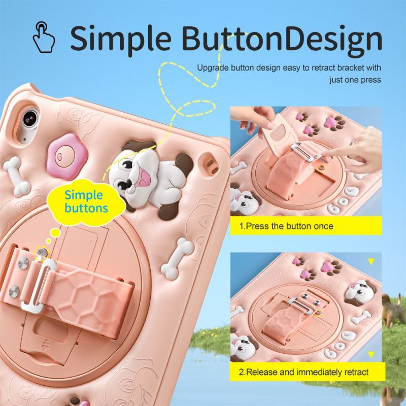 Kuori iPad (2025) Lasten Koiran Olkahihna Ja Jalusta