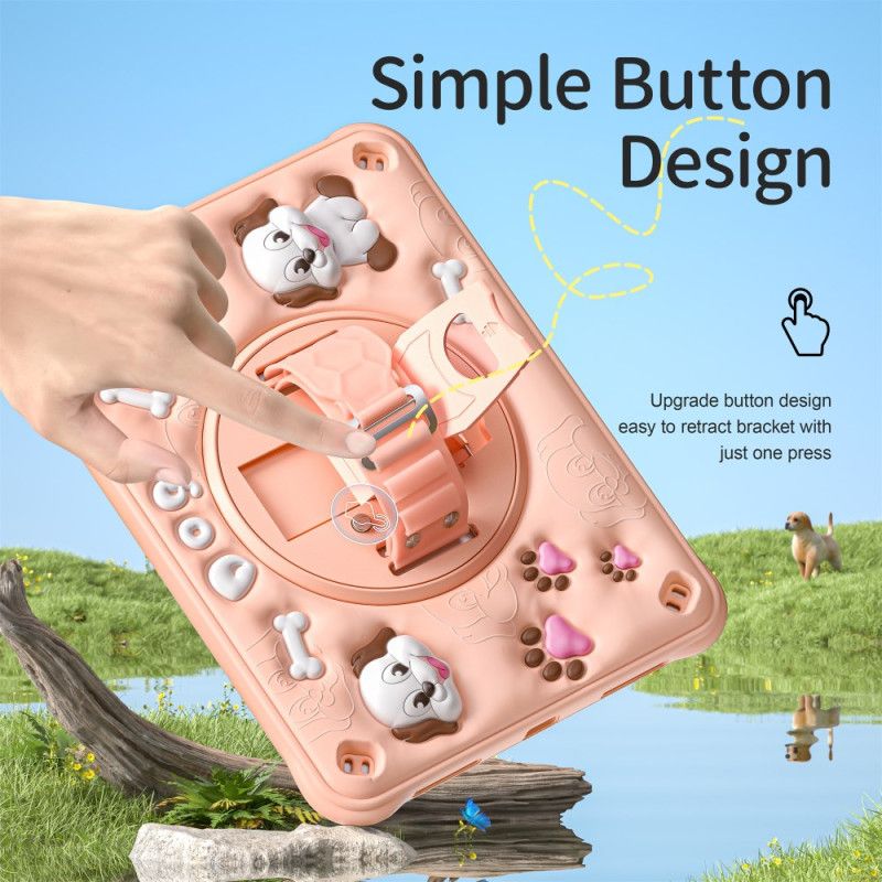 Kuori iPad (2025) Lasten Koiran Olkahihna Ja Jalusta