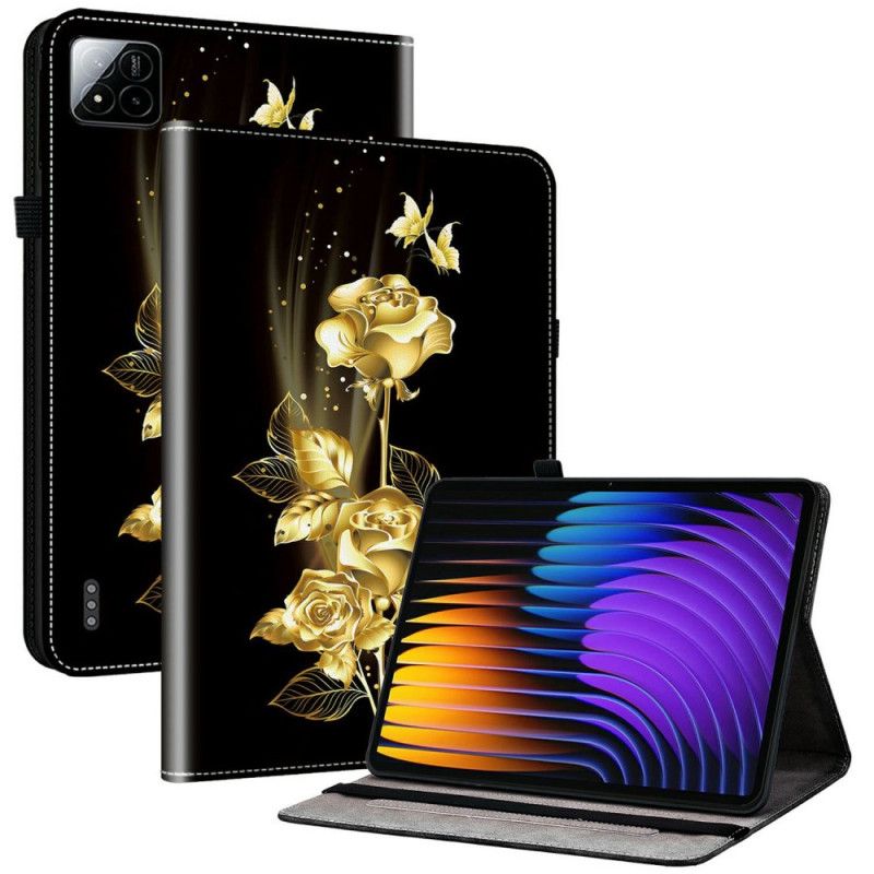 Kuoret Xiaomi Pad 7 / 7 Pro Kultaisia Ruusuja Ja Perhosia