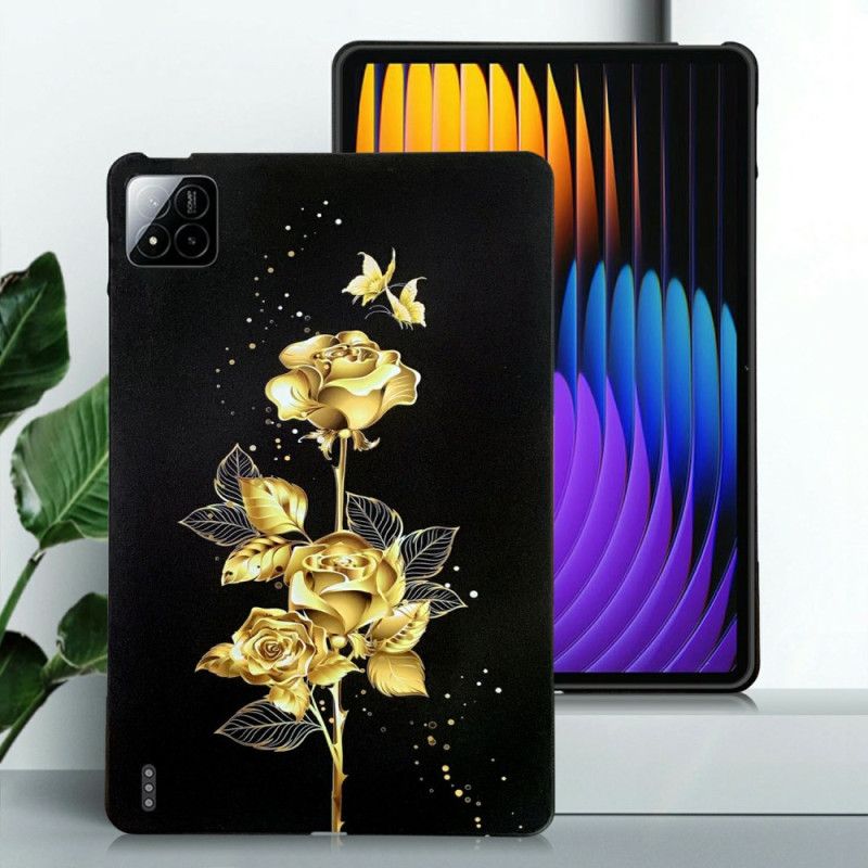 Kuori Xiaomi Pad 7 / 7 Pro Kultaisia Ruusuja Ja Perhosia Suojakuori