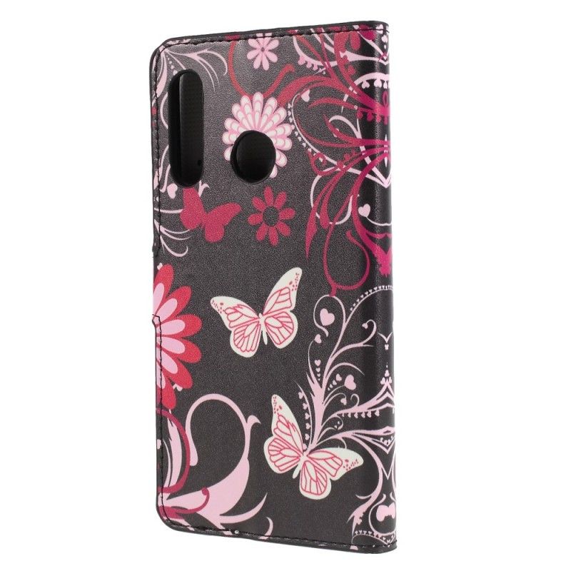 Kotelot Huawei P30 Lite Valkoinen Musta Perhosia Ja Kukkia