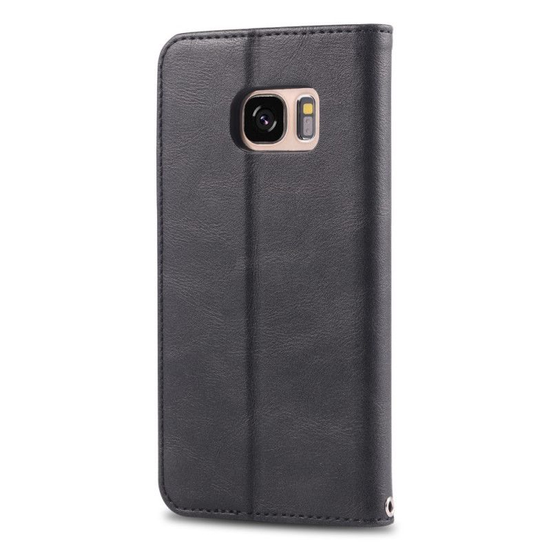 Flip Kotelot Samsung Galaxy S7 Tummanruskea Musta Retro Azns