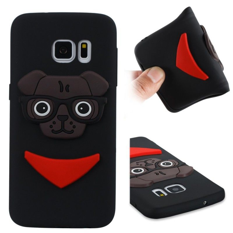 Kuori Samsung Galaxy S7 Vaaleanpunainen 3D Nörtti Koira Suojakuori