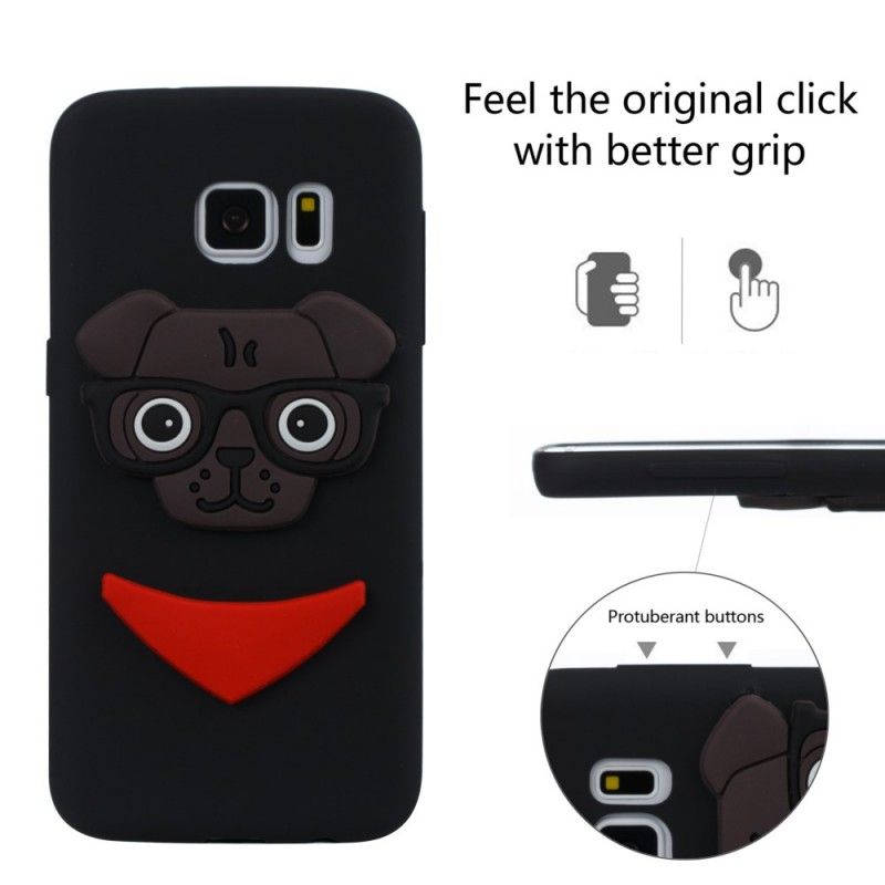 Kuori Samsung Galaxy S7 Vaaleanpunainen 3D Nörtti Koira Suojakuori