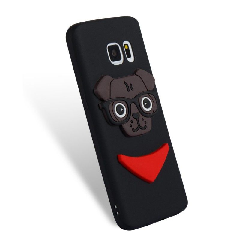 Kuori Samsung Galaxy S7 Vaaleanpunainen 3D Nörtti Koira Suojakuori