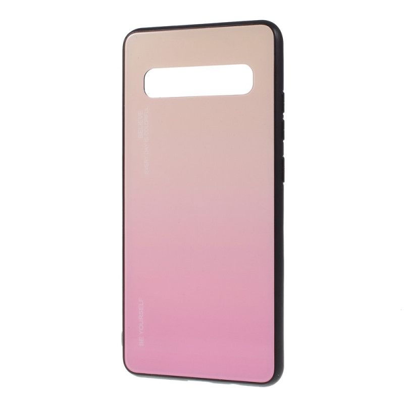 Kuori Samsung Galaxy S10 5G Purppura Punainen Ole Itsesi Karkaistua Lasia