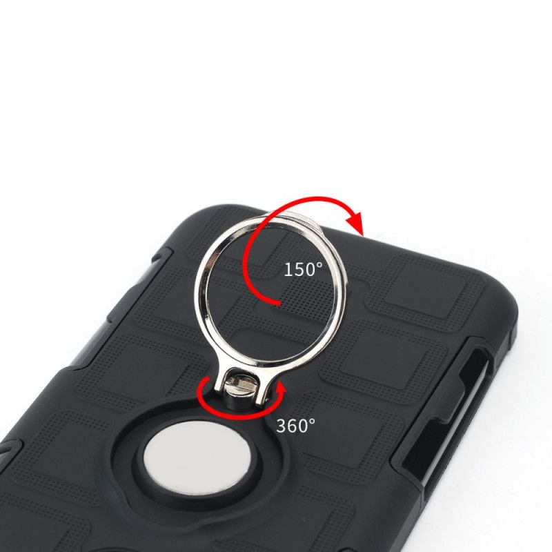 Case Kuoret Honor 8A Punainen Musta Puhelinkuoret Erittäin Vahva Tukirenkaalla