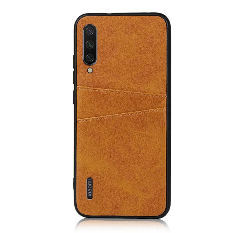Kuori Xiaomi Mi A3 Punainen Musta Nahkainen Kaksinkertainen Korttikotelo