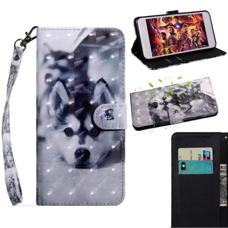 Flip Case Samsung Galaxy A51 Mustavalkoinen Koira