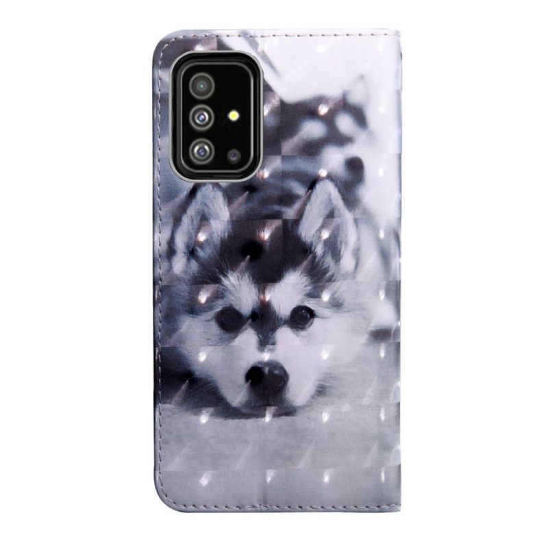 Flip Case Samsung Galaxy A51 Mustavalkoinen Koira