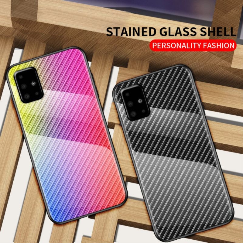 Kuori Samsung Galaxy A51 Magenta Musta Karkaistua Hiilikuitua